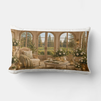 Winter Garden Pillow | Romantic Botanical Window & Lumbarkudde