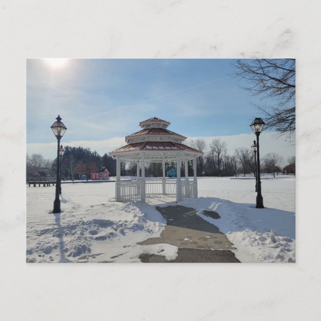 Winter Gazebo Taylor Michigan Postcard Helg Vykort (Framsida)