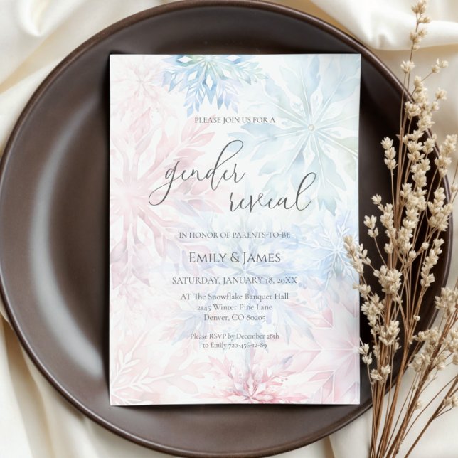 Winter Gender Reveal Party Rosa Blue Snowflake Inbjudningar (Skapare uppladdad)