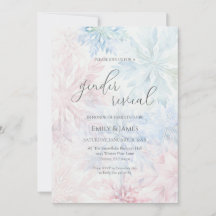 Winter Gender Reveal Party Rosa Blue Snowflake