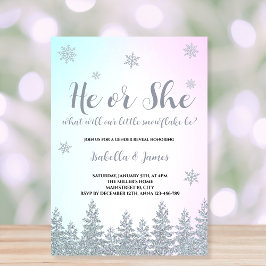 Winter Gender Reveal Snowflake Han eller hon Inbjudningar