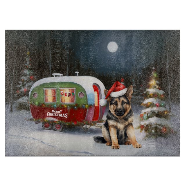 Winter German Shepherd Caravan jul Äventyr (Framsidan)