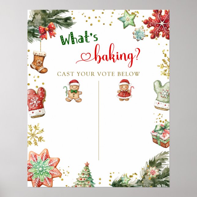 Winter Gingerbrows Gender Reveal Röstkort Poster (Framsidan)