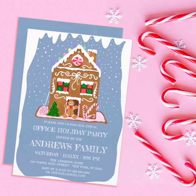 Winter Gingergold Candy House Corporate Helgdag Inbjudningar (Skapare uppladdad)