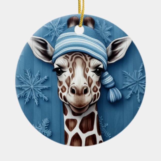 Winter Giraffe Snowflake Ornament (Framsidan)
