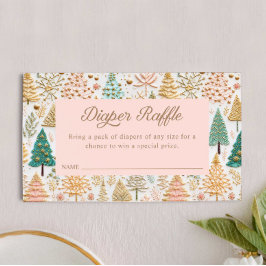 Winter Girl Baby Shower Diaper Raffle Biljett Tilläggskort