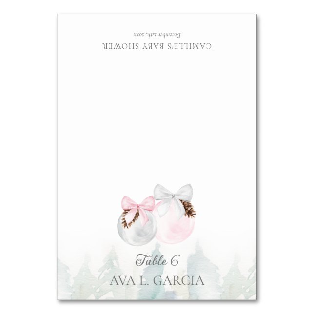 Winter Girl Baby Shower Place Card Bordsnummer (Framsidan)