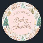 Winter Girl Baby Shower Runt Klistermärke<br><div class="desc">Våra elegant Rosa Winter Girl Baby Shower runda klistermärken är underbara för kuvertförseglingar eller för sätetiketter. Lägg till lite julcharm till Vinter Wonderland Baby Shower Party. Matchande objekt i vår butik Cava Party-design.</div>