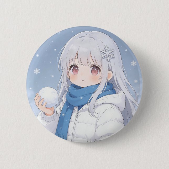 Winter Girl Button  Knapp (Framsida)