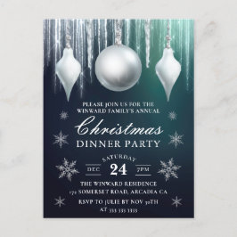 Winter Glass Baubles & Snöflingor Julmiddag Vykort