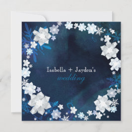 Winter Glitter Blommigt Wandan Bröllop Inbjudningar