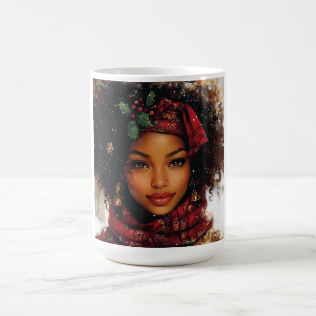 Winter Glow Afrocentric Queen – Holiday Art Kaffemugg (Center)