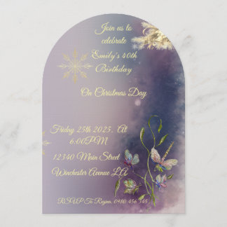 Winter Glow Birthday Flat Greeting Card Inbjudningar