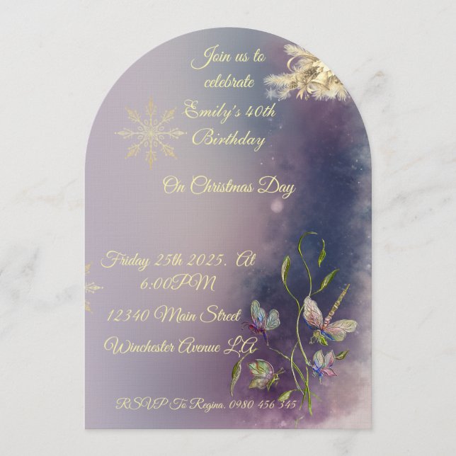 Winter Glow Birthday Flat Greeting Card Inbjudningar (Framsida)