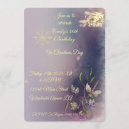 Winter Glow Birthday Flat Greeting Card Inbjudningar