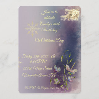 Winter Glow Birthday Flat Greeting Card Inbjudningar