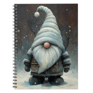 Winter Gnome i en snöskog Anteckningsbok