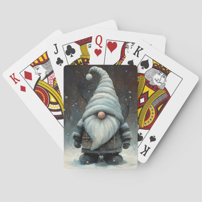 Winter Gnome i en snöskog Casinokort (Baksidan)