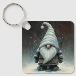 Winter Gnome i en snöskog Nyckelring