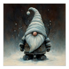 Winter Gnome i en snöskog Perfect Poster