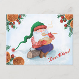 Winter Gnome i Snö Vykort