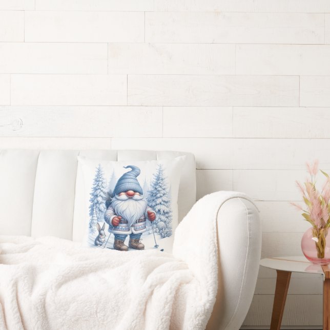 Winter Gnome Skiing med en Bunny Kudde (Soffa)