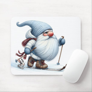 Winter Gnome Skiing med en Bunny Musmatta