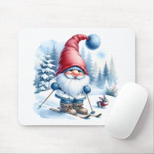 Winter Gnome Skiing med en Bunny Musmatta