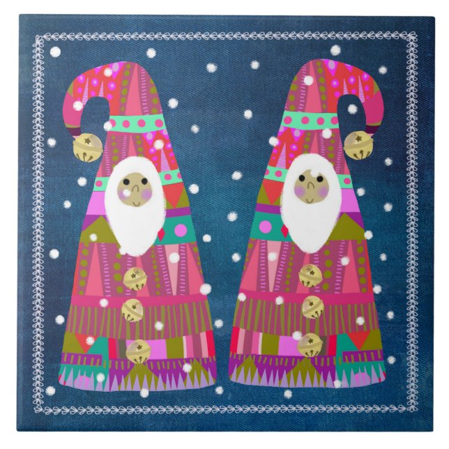 Winter Gnomes Trivet Kakelplatta (Framsidan)