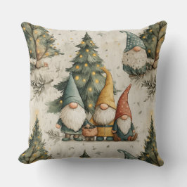 Winter Gnomes With Lit Christmas Tree Kudde