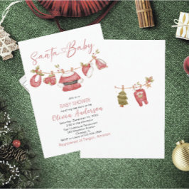 Winter God jul Santa Watercolor Baby Show Inbjudningar