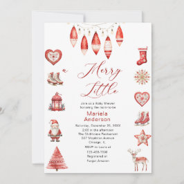 Winter God jul Watercolor Baby Shower mamma- Inbjudningar