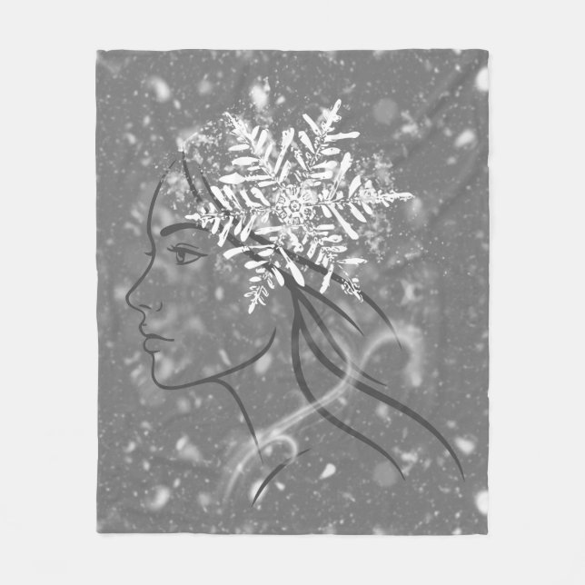 Winter Goddess – Feminine Seasonal Art Fleecefilt (Framsidan)