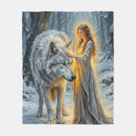 Winter Goddess & White Wolf Fleecefilt