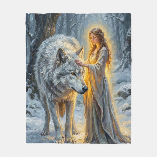 Winter Goddess & White Wolf Fleecefilt (Framsidan)