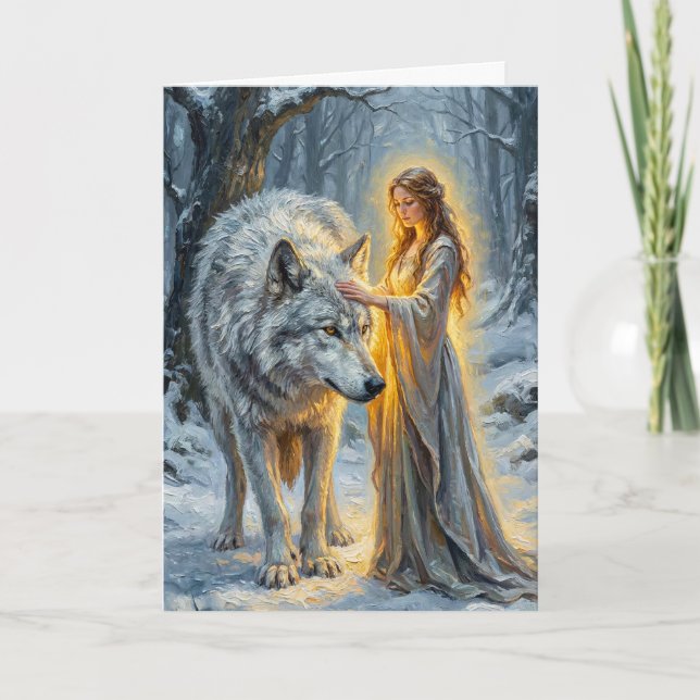 Winter Goddess & White Wolf Kort (Framsida)