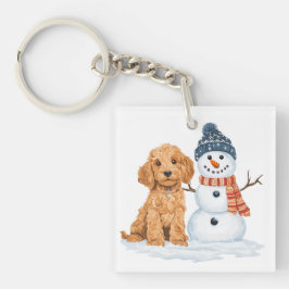 Winter Goldendoodle Dog Cute Snowman