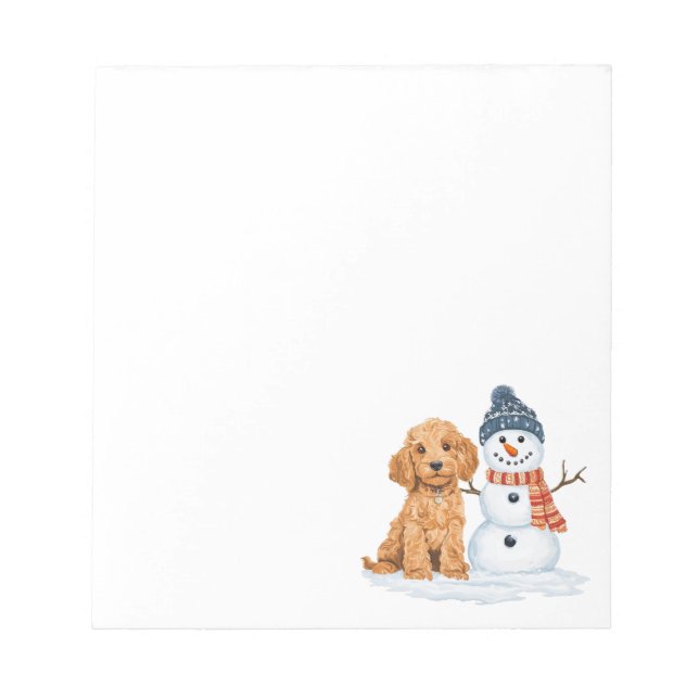 Winter Goldendoodle Dog Cute Snowman Anteckningsblock (Framsida)