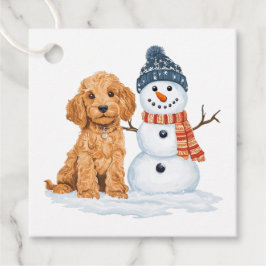 Winter Goldendoodle Dog Cute Snowman Gåvor Etiketter