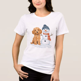 Winter Goldendoodle Dog Cute Snowman T Shirt