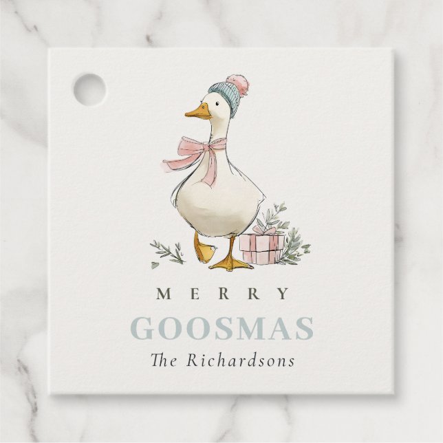 Winter Goose Christmas Funny Merry Goosmas  Gåvor Etiketter (Framsida)