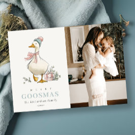 Winter Goose Christmas Funny Merry Goosmas Photo Julkort