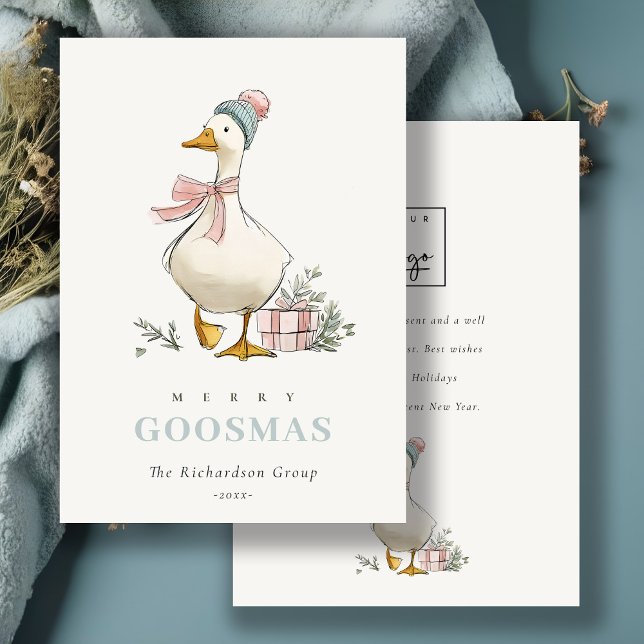 Winter Goose Christmas Goosmas Corporate Logo  Julkort (Skapare uppladdad)
