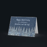 Winter Grandson och hans fru på årsdagen Kort<br><div class="desc">Lycklig bröllop-årskort för barnson och hans fru med skogar på rustik vinter och hjärtligt versum.</div>