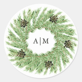 Winter Gräs Bröllop | Monogram Runt Klistermärke