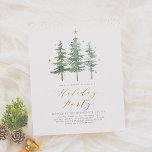 Winter Gräs | Budgeterad Julfest för jul<br><div class="desc">Inbjudan er julfest gäster i stil med denna julfest som kallas för gräs! Utformningen har en vattenfärgad illustration med tre gräs träd som är dekorerade med stjärnor. Din händelseinformation visas nedan med "Julfest" i chic guld. Överst i inbjudan finns faux guld glitter. Kortets baksida är en snöskog i gräs mönster....</div>