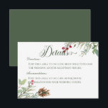 Winter Gräs Cone Berries Modern Details Bröllop Tilläggskort<br><div class="desc">Den här konstruktionen har enkla gräs boughs med gräs-koner och röda bär i motstående hörn. Mittpunkten är en vacker grönt för mjuk mörk med vit text. En perfekt att välja på en jul- eller vinterbröllop. Vackert och elegant, det här kortet är en del av Vinter Gräs Cone Berries Modern Bröllop-uppsättning...</div>