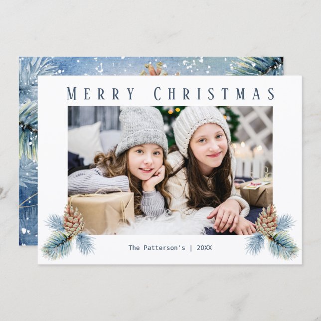 Winter Gräs Cones Julkort (Fram/baksida)