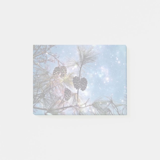 Winter Gräs Cones under stjärnnatten himlar Post-it Block (Framsida)