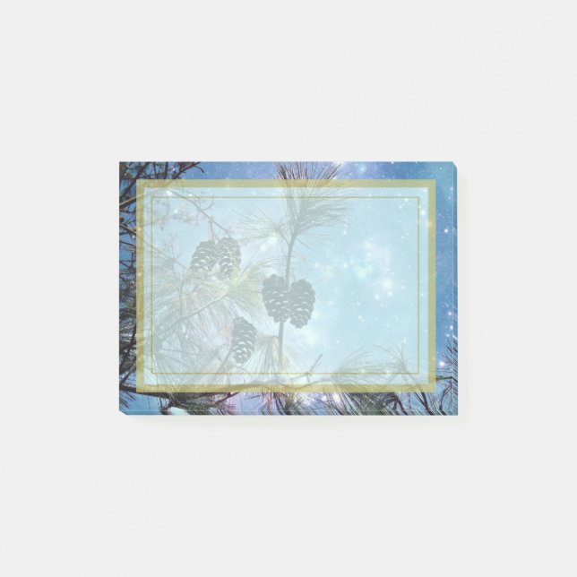 Winter Gräs Cones under stjärnnatten himlar Post-it Block (Framsida)